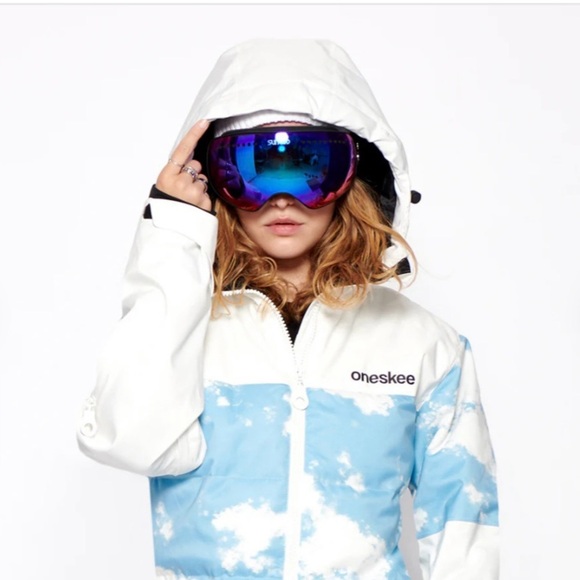 ONESKEE WOMEN’S ACCLIMATE SNOW SUIT WHITE/BLUE SKY - 3 - Picture 2 of 9